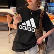 Adidas Black Logo - Printed T - Shirt
