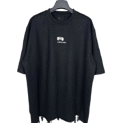 Balenciaga Edgy Distressed Logo Black T-shirt