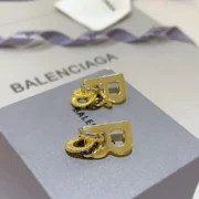 Balenciaga Shining Gold Chain Stud Earrings