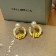 Balenciaga Glamorous Pearl & Crystal Hoop Earrings