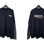 Balenciaga Stylish Black Plaid Long Sleeve T-shirt