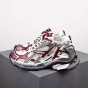 Balenciaga Runner: White/Red/Silver Shoes