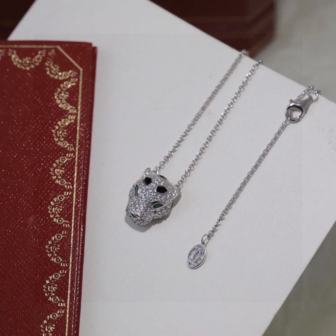 Cartier Panth??re de Cartier 18K White Gold Glittering Diamond Pendant Necklace