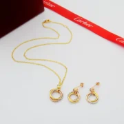 Cartier Trinity Radiant Gold Pendant & Earrings Set