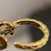Chanel Prestigious Au750 Gold Hoop Earrings
