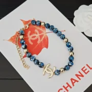Chanel Unique Beaded Bracelet with Gold CC Charm