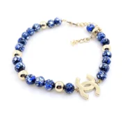 Chanel Stylish Beaded Bracelet with Gold CC Logo