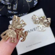 Chanel Charming Bijoux Fantaisie Bow Earrings