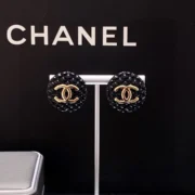 Chanel Sophisticated Black Quilted CC Stud Earrings