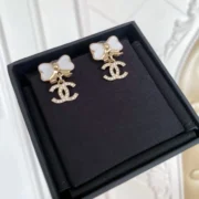 Chanel Chic Bow Earrings with CC Logo
