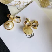 Chanel Luxurious Bow Earrings with Pearl & Gold