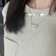 Chanel Stylish Bow Pendant Necklace with CC Logo