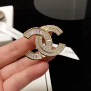 Chanel Fancy CC Embellished Gold Brooch