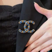 Chanel Charming CC Brooch Blue & Gold