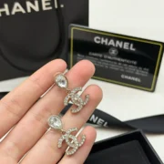 Chanel Stunning CC Logo Crystal Drop Earrings