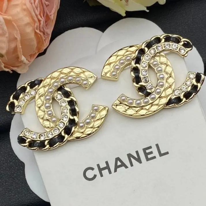 Chanel Delicate CC Logo Gold Tone Earrings w/ Pearls