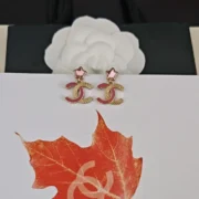 Chanel Fancy CC Logo Earrings w/ Pink Stars