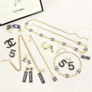 Chanel Stunning Blue & Gold CC Logo Set
