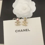 Chanel Sparkling Camellia Earrings with Crystal CC