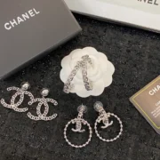 Chanel Delicate Camellia Flower Earrings with CC Links