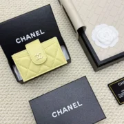 Chanel Sunny Yellow Caviar Card Holder