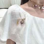 Chanel Graceful Feather Charm Crystal Brooch