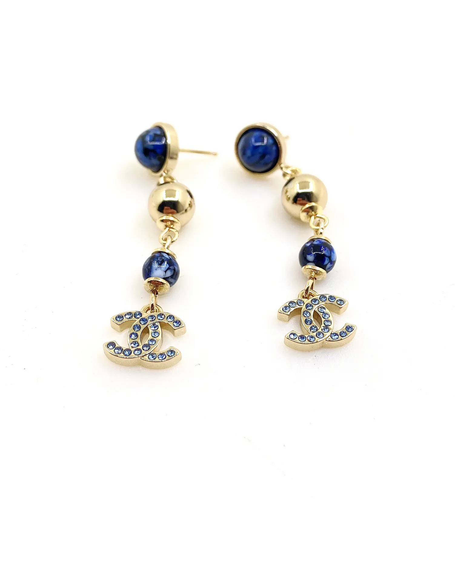 Chanel Stunning Blue Bead Drop Earrings