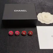 Chanel Colorful Red & Pink CC Logo Earrings