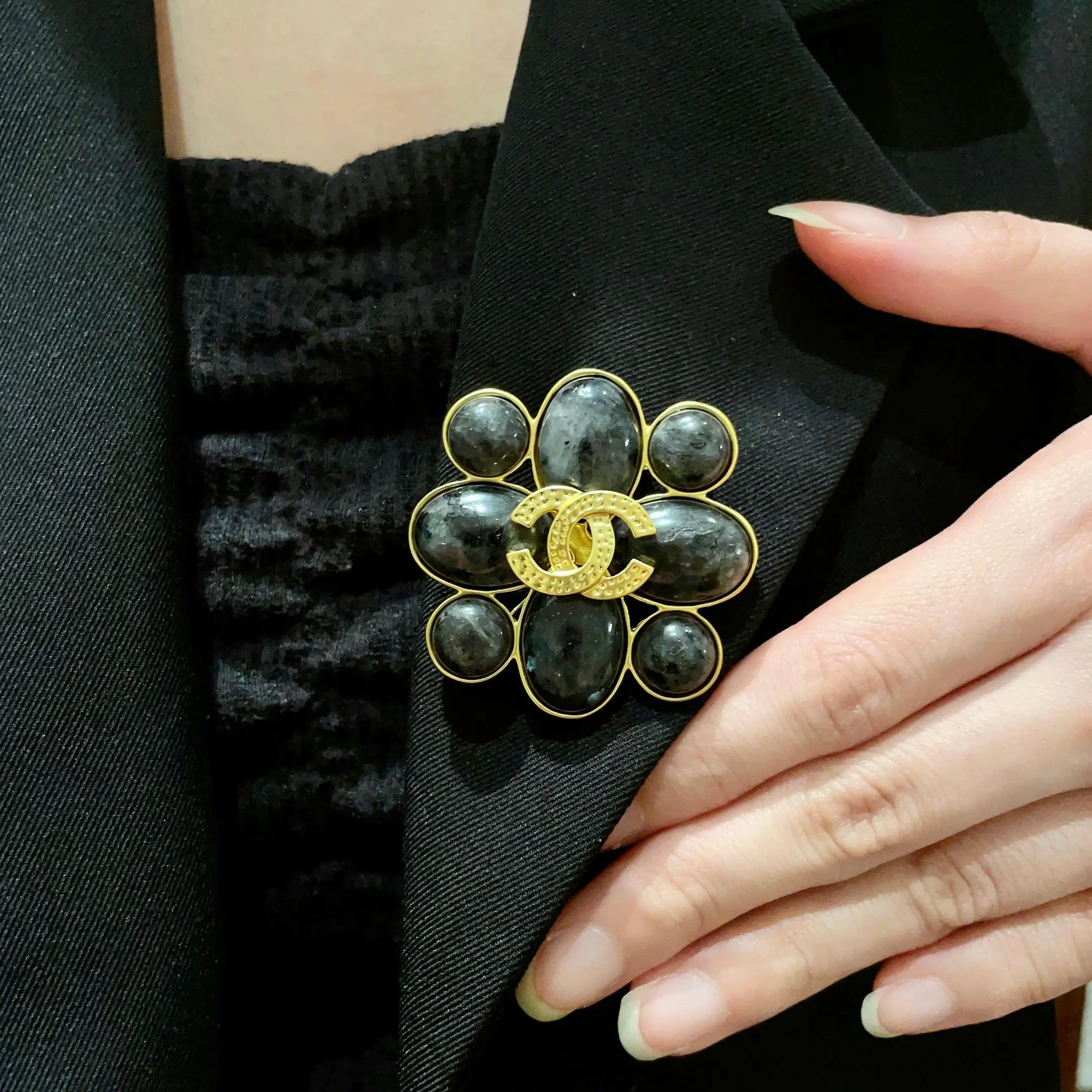 Chanel Stunning Flower Brooch with CC Logo