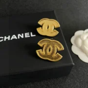 Chanel Shiny Gold CC Stud Earrings