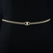 Chanel Fashionable Gold Belt with CC Buckle