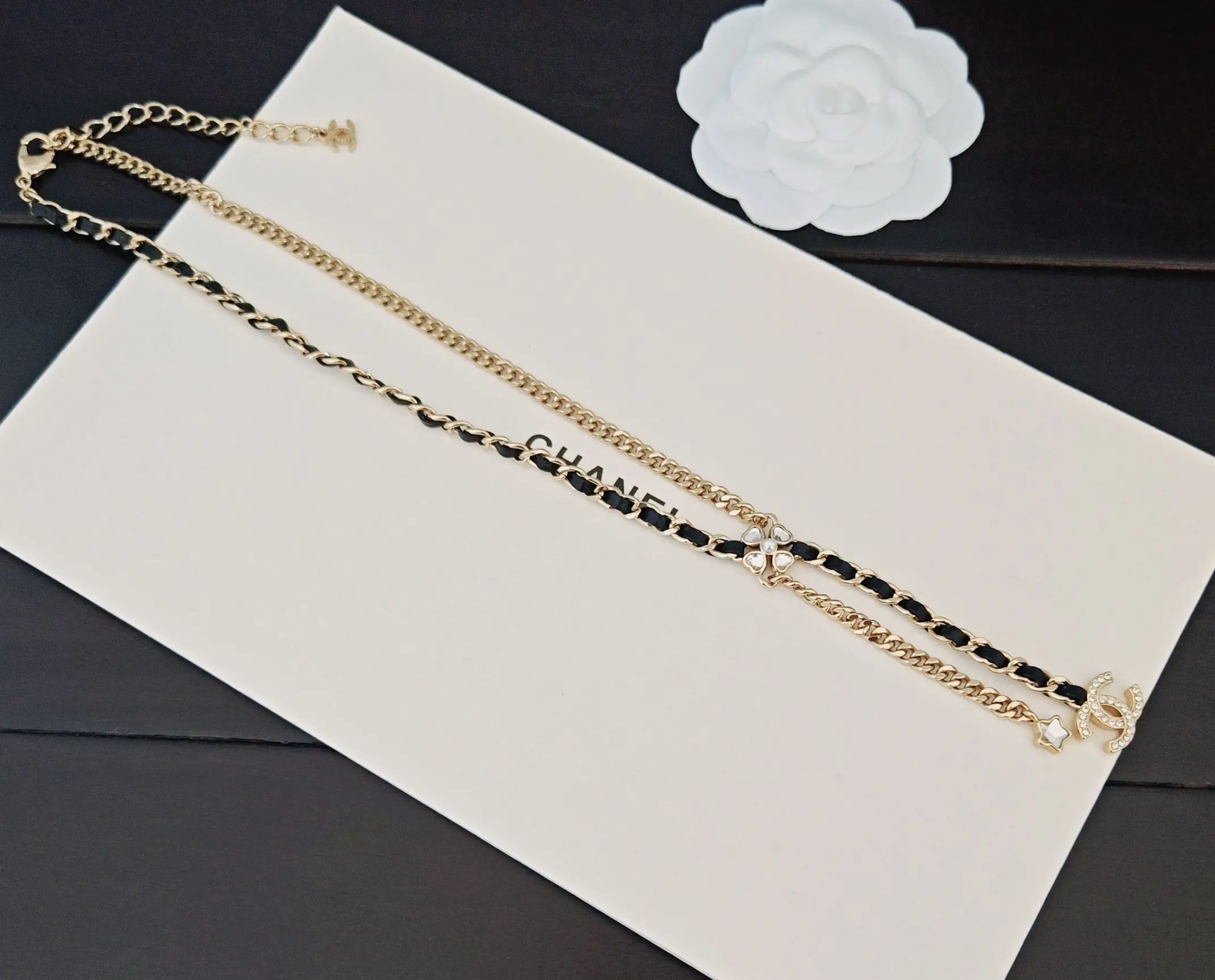 Chanel Chic Gold Bracelet with Black Leather