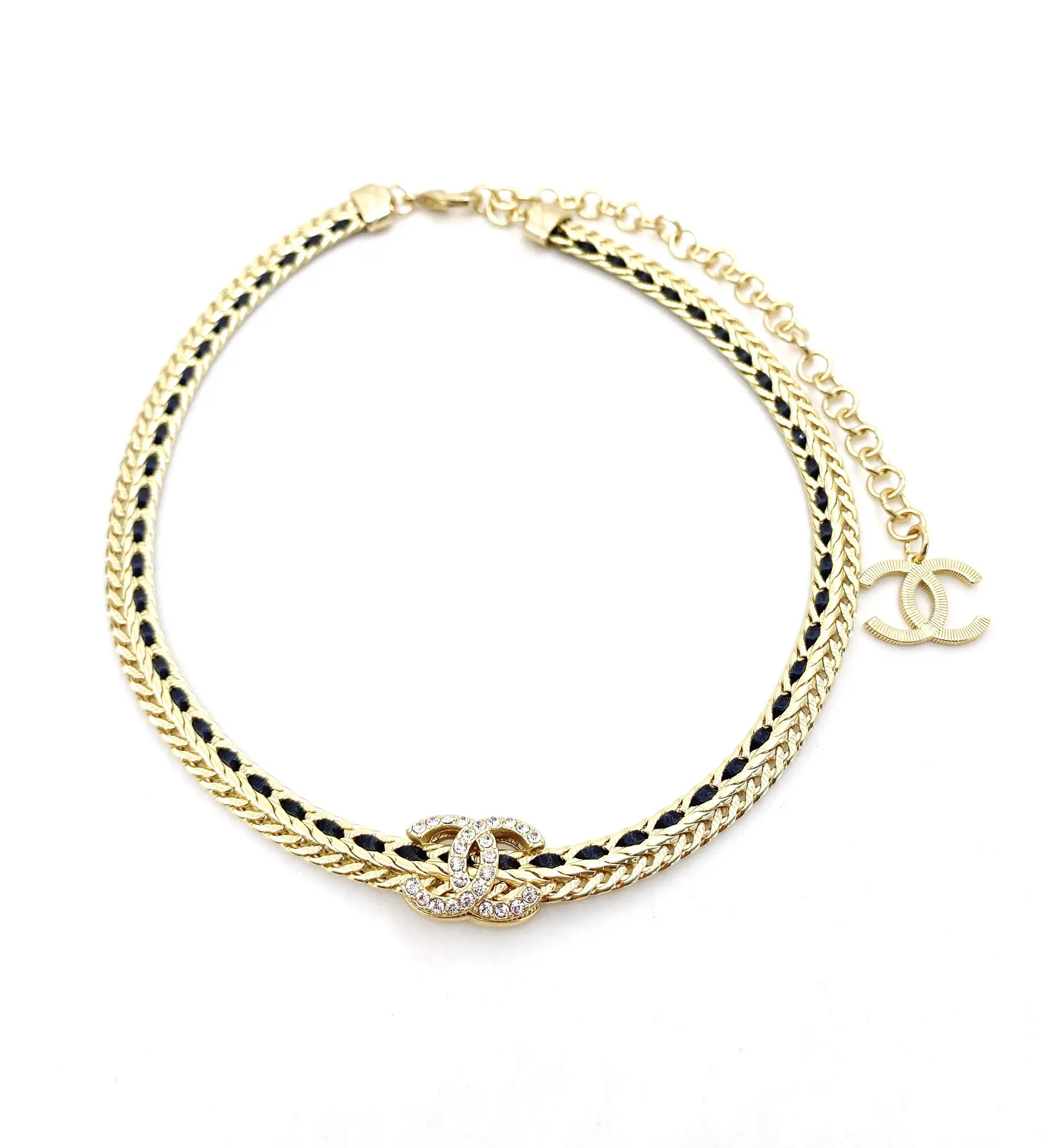 Chanel Fancy Gold Bracelet with Crystal CC Lock