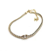 Chanel Glamorous Gold Bracelet with Crystal CC Logo