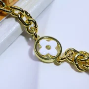 Chanel Graceful Gold Chain Bracelet with Enamel Charm