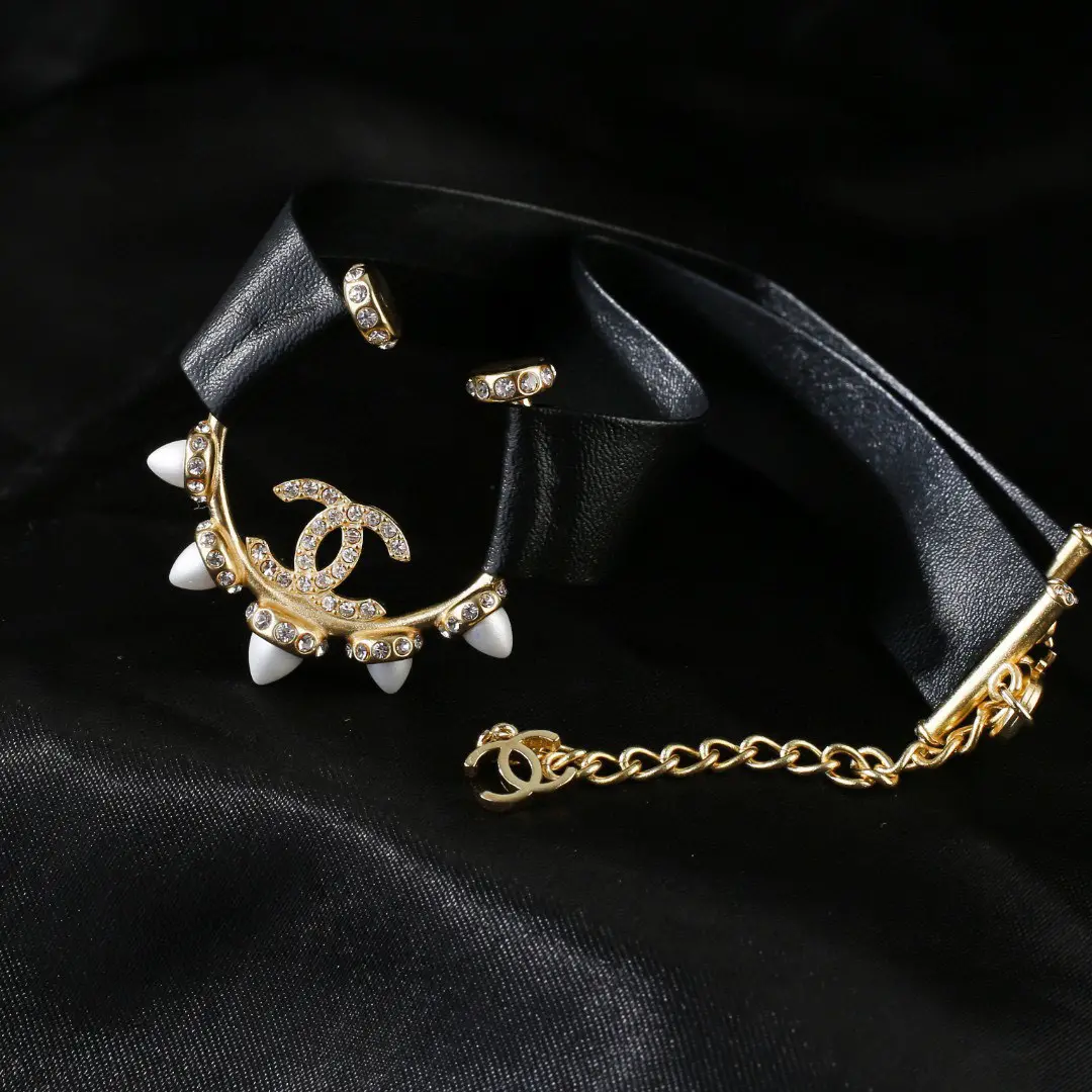 Chanel Fancy Gold Chain Bracelet with CC Logo