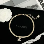 Chanel Stunning Gold Chain Necklace with Crystal CC