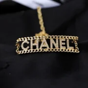 Chanel Adorned Gold Chain Necklace with Crystals