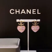 Chanel Unique Heart Earrings w/ CC Logo
