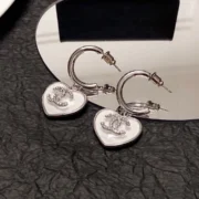 Chanel Elegant Heart Hoop Earrings