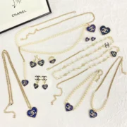 Chanel Adorable Heart Pendant Necklace Set with Pearls