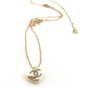 Chanel Shining Heart Pendant Necklace with CC Logo