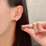 Chanel Stunning Gold-Tone Black Enamel Heart Earrings