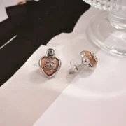 Chanel Attractive Heart Stud Earrings with Crystals