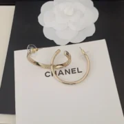 Chanel Shining Hoop Earrings Gold Tone