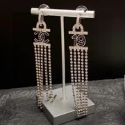 Chanel Shimmering Long Crystal Fringe Earrings