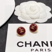 Chanel Stunning Paris Red Round Stud Earrings