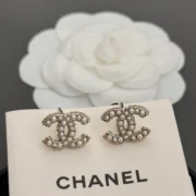 Chanel Lustrous Pearl CC Stud Earrings