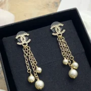 Chanel Chic Pearl Chain Drop Earrings