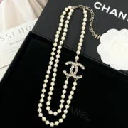 Chanel Delicate Pearl Necklace with Heart CC
